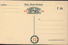 Carte En Franchise Militaire CP FM Carte Porte Bonheur 1939 1940 Casque N° Chance 13 Neuve Guerre 40 - Tarjetas De Franquicia Militare