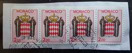 MONACO 1988 , Serie Courante Armoiries BANDE DE 4 Yvert 1623 De CARNET NON DENTELE En Haut Ob TB - Carnets