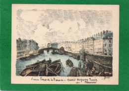 Gravure Nantes Pont De La Bourse Quais Duguay Trouin Et Brancas  Signé  SINAN Dimension 13,50cmX10cm Impeccable - Estampes & Gravures