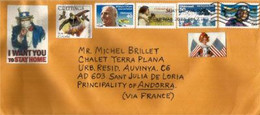 USA. Letter SENT To ANDORRA,2022 (Principality) With Sticker Covid-19 "I WANT YOU TO STAY HOME" - Lettres & Documents