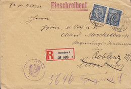 Deutsches Reich 4. DIVISION Purple Cds. Registered Einschreiben Label DRESDEN 1924 Brief DUISBURG Readressed COBLENZ - Dienstzegels