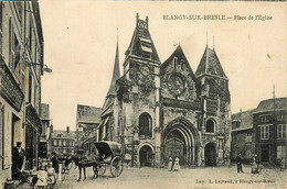 Blangy Sur Bresle * La Place De L'église Du Village * Attelage * Poste Ptt - Blangy-sur-Bresle