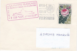 Enveloppe Ayant Voyagée Voir Tampon VISITE  De La LA FLOTTE FRANCAISE à FLENSBURG-MÜRWICK - Boten