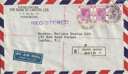 Hong Kong Lettre Recommandée Pour L'Angleterre 1951 - Briefe U. Dokumente