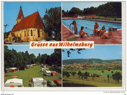 WILHELMSBURG A.d. Traisen , Mehrbildkarte - Kirche, Bad, Campingplatz, Ortsansicht 1986 - Wilhelmsburg