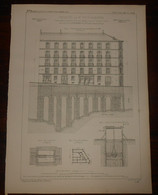 Plan De La Fondation Sur 47 Puits Maçonnés Exécutée à Madrid. 1867. - Other Plans