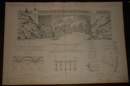 Plan De La Fondation Sur 47 Puits Maçonnés Exécutée à Madrid. 1867. - Travaux Publics