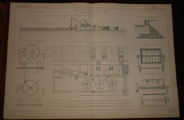 Plan De La Fabrication Des Blocs De Béton Artificiels Pour L'établissement Des Ponts. 1867. - Arbeitsbeschaffung