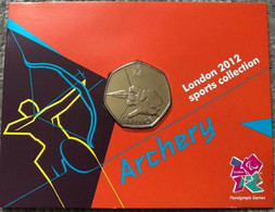 GRAN BRETAÑA  50 Pence  50p 2011 2012 Olympic Series BU On Royal Mint Cards (B1)  ARCHERY - 50 Pence