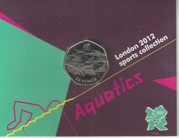 GRAN BRETAÑA  50 Pence  50p 2011 2012 Olympic Series BU On Royal Mint Cards (B1)  AQUATICS - 50 Pence