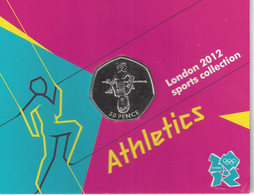 GRAN BRETAÑA  50 Pence  50p 2011 2012 Olympic Series BU On Royal Mint Cards (B1)  ATHLETICS - 50 Pence