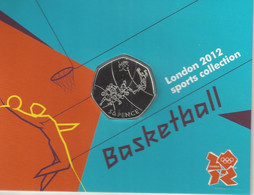 GRAN BRETAÑA  50 Pence  50p 2011 2012 Olympic Series BU On Royal Mint Cards (B1)  BASKETBALL - 50 Pence