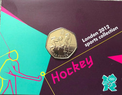 GRAN BRETAÑA  50 Pence  50p 2011 2012 Olympic Series BU On Royal Mint Cards (B1)  HOCKEY - 50 Pence