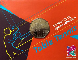 GRAN BRETAÑA  50 Pence  50p 2011 2012 Olympic Series BU On Royal Mint Cards (B1)  TABLE TENNIS - 50 Pence