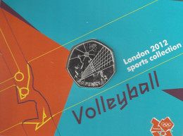 GRAN BRETAÑA  50 Pence  50p 2011 2012 Olympic Series BU On Royal Mint Cards (B1)  VOLLEYBALL - 50 Pence