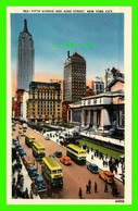 NEW YORK CITY, NY - FIFTH AVENUE AND 42ND STREET - ACACIA CARD COMPANY - ANIMATED BUSSES & PEOPLES - - Piazze