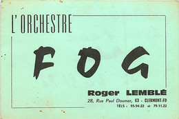 63 , CLERMONT Fd , Carte Commerciale/visite , Orchestre FOG , Roger Lemblé , *  470 99 - Clermont Ferrand