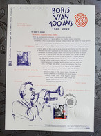 France 2020 Boris Vian 100 Ann 1920 Writer Poete Music Swing Jazz Art 1v DOC FDC - Unused Stamps