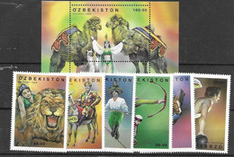 Uzbekistan Circus Sheet And Set Nmnh ** 8,5 Euros 2000 - Oezbekistan