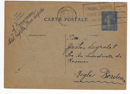 PARIS 108 Carte Postale Entier 40c Semeuse Yv Ob Meca Flier Animal Souffre SPA Dreyfus B108106 Yv 237-CP1 Mill 105 - Standaardpostkaarten En TSC (Voor 1995)