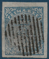 NORVEGE N°1 4 Skilling Bleu Belles Marges Obl Grille à 11 Barres Variété Grosse Paille Après E D FRIMAERKE Signé Calves - Oblitérés