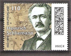 BRD Mi.Nr. 3659 ** 200. Geburtstag Von Heinrich Schliemann 2022 (Archäologe) - Archaeology