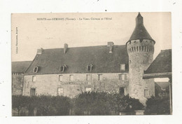 Cp , 86 , MONTS SUR GUESNES, Le Vieux Château Et L'hôtel Du COMMERCE ,écrite - Monts Sur Guesnes