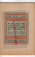 87-LIMOGES-PROGRAMME SOCIETE CONCERTS CONSERVATOIRE MUSIQUE-PLACE EVECHE-1924-MAX MOUTIA-CAPONSACCHI- - Programmes