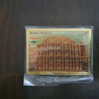 INDIA-HAWA MAHAL-JAIPUR INDIA-Gold Plated Front Magnet-maganat-(2)-new Plastic - Turismo