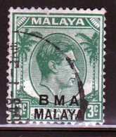 Malaya British Military Administration 1945 George V Single 3c Stamp Overprinted BMA In Fine Used Condition. - Malaya (British Military Administration)
