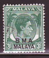 Malaya British Military Administration 1945 George V Single 3c Stamp Overprinted BMA In Fine Used Condition. - Malaya (British Military Administration)