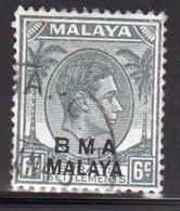 Malaya British Military Administration 1945 George V Single 6c Stamp Overprinted BMA In Fine Used Condition. - Malaya (British Military Administration)