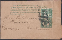 1896. QUEENSLAND AUSTRALIA  ½ PENNY Wrapper VICTORIA Cancelled GPO. Sent To Barterode, Prov. Hannover, Ger... - JF429854 - Briefe U. Dokumente