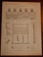 Plan De Fermetures De Magasins En Tôle. Système à Chaines Câbles. 1867. - Travaux Publics