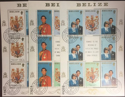 Delcampe - Belize 1981 Royal Wedding Sheetlet Set CTO - Belize (1973-...)