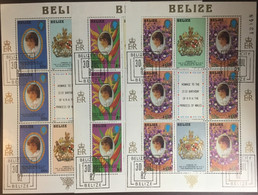 Delcampe - Belize 1982 Diana Sheetlet Set CTO - Belize (1973-...)