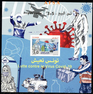 Tunisia 2020-The Fight Against The Covid-19 Virus (mini Sheet) //Tunisie 20- Lutte Contre Le Virus COVID19 (Bloc Feuill) - Krankheiten