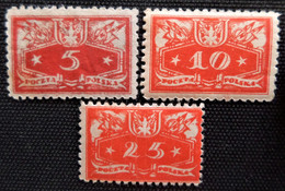 Timbre De Pologne Officiels 1920 Numeral Stamps Y&T N° 3_5_12 - Oficiales