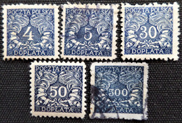 Timbre De Pologne 1919 Numeral Stamps - For Northern Poland  Y&T N° 23_24_27_28_31 - Postage Due