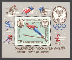 Aden, Kathiri State Of Seiyun, 1967, Olympic Winter Games Grenoble, Sports, Perforated, MNH, Michel Block 7A - Otros & Sin Clasificación