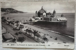 Delcampe - 06 Nice 1928 La Jetee Promenade (disparue) Promenade Des Anglais Caleche Auto Kiosque Vagues Promeneurs -LL21 -dos Vert - Monuments, édifices