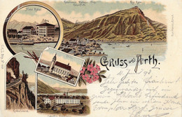 GRUSS AUS ARTH → Sehr Schöne, Alte Mehrbild-Lithokarte Anno 1898 - Arth