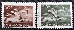 Timbre De Pologne 1948 Airmail - Centaur  Y&T N° 20 Et 21 - Oblitérés