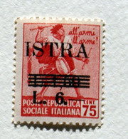 ITALIA, OCCUPAZIONE JUGOSLAVIA ISTRIA, 6L SU 1L SU 75C  MNH** - Occ. Yougoslave: Istria