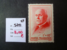 TP France Neuf ** 1943  N° 570 Cote 3,00 € - Neufs