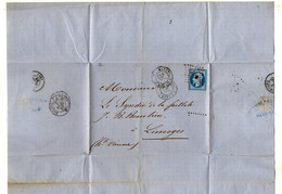 TB 3341 - 1866 - LAC - Lettre - Banque & Recouvrements Mrs ROCHE - ABRAN & Cie à MARSEILLE Pour LIMOGES - 1849-1876: Période Classique