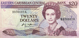 East Caribbean States 20 Dollars, P.24k1 (1985) - Extremely Fine ++ - St. Kitts Issue - RARE - Caraibi Orientale