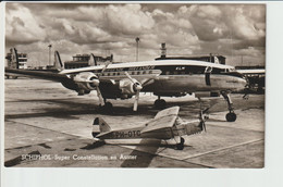 Vintage Rppc KLM K.L.M Royal Dutch Airlines Constellation L-1049 & Auster Aircraft @ Schiphol Airport Version AB - 1919-1938: Entre Guerres