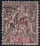 INDE . N°  20 (*) . 1903. Type Paix 5c/25c. Noir Sur Rose. Signé.  Cote 400€. - Gebraucht