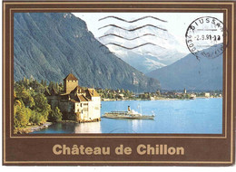 ANNULLO MECCANICO VILLENEUVE CARTOLINA CHATEAU DE CHILLON PER ITALIA - Villeneuve